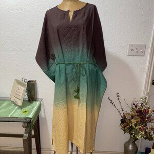NWT Brown Green Yellow Kaftan MSQUARE by NEETU MALIK OSFA